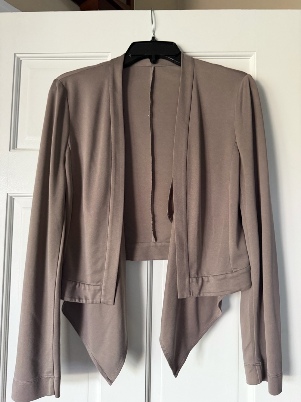 BCBGMaxAzria Taupe Open-Front Draped Blazer
